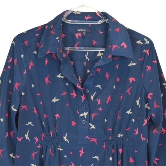 GAP Bird Print Navy Blue Maternity Legging Tunic Top Dress, Small - Picture 6 of 10